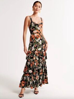 Abercrombie & Fitch Floral Ruffle Tiered Maxi Dress